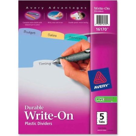AVERY DENNISON Avery Translucent Durable Write-on Divider, 8.5"x11", 5 Tabs, Clear/Multicolor 16170